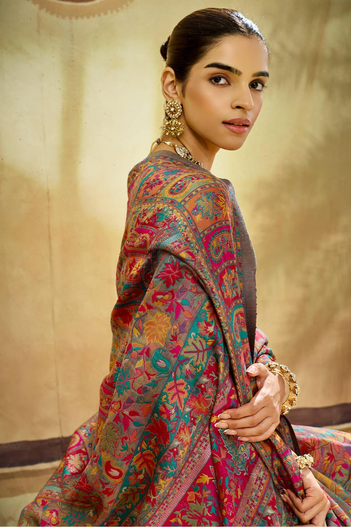 Sensational Grey Pashmina Saree With Panache Blouse Piece