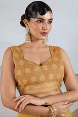 Lassitude Mustard Cotton Silk Saree With Ethereal Blouse Piece
