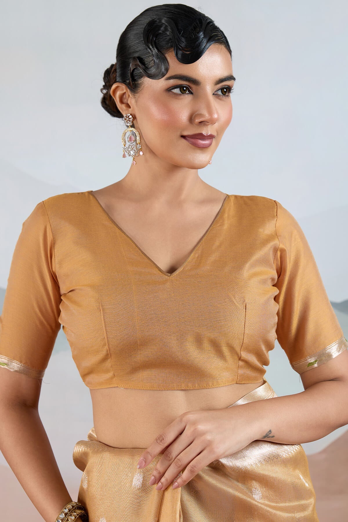 Quixotic Light Brown Paithani Pure Tissue Silk Saree With Elaborate Blouse Piece