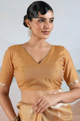 Quixotic Light Brown Paithani Pure Tissue Silk Saree With Elaborate Blouse Piece