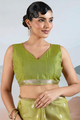 Fairytale Green Paithani Pure Tissue Silk Saree With Blissful Blouse Piece