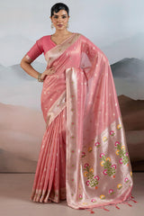 Surpassing Pink Paithani Pure Tissue Silk Saree With Ravishing Blouse Piece
