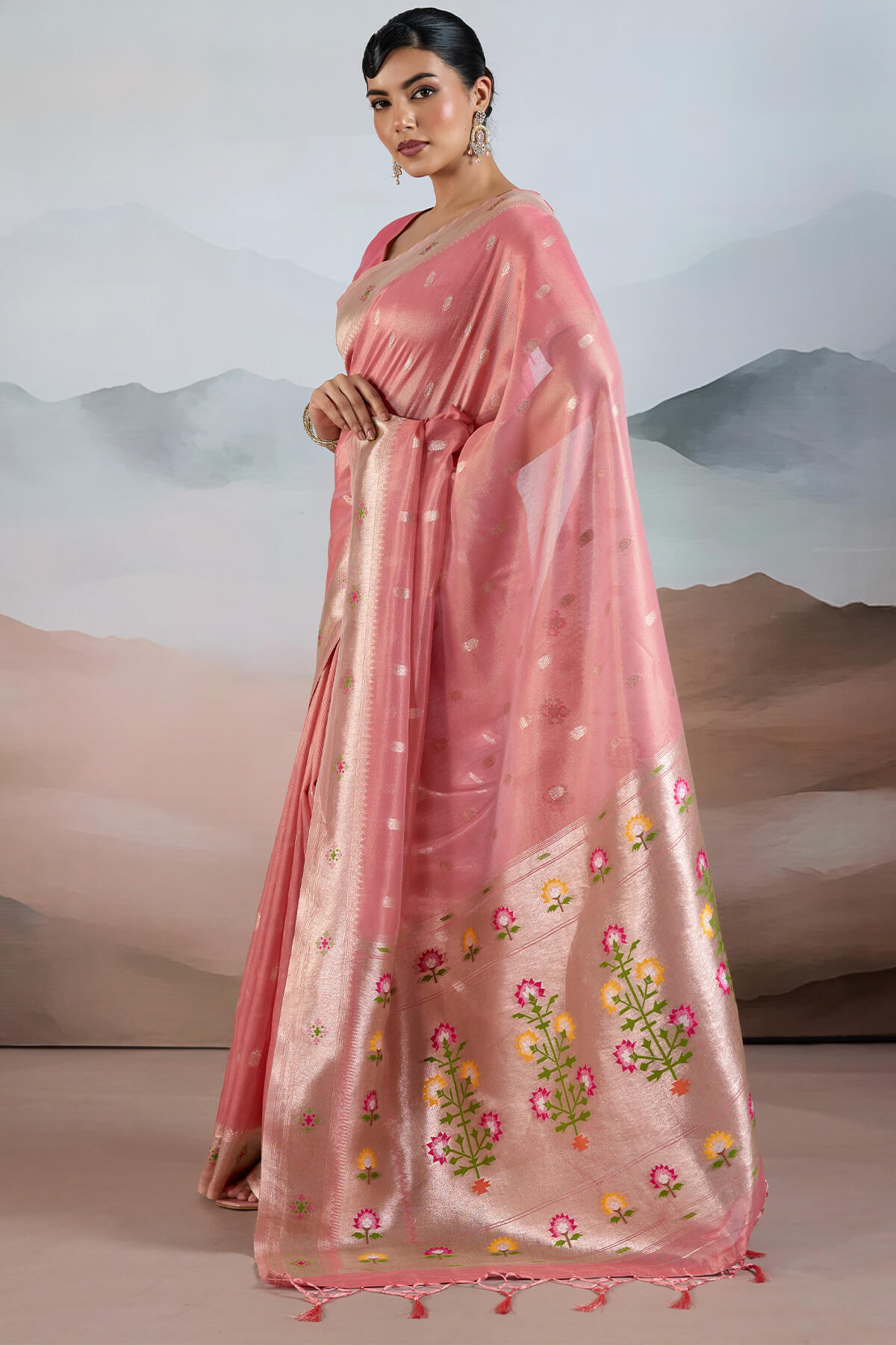 Surpassing Pink Paithani Pure Tissue Silk Saree With Ravishing Blouse Piece