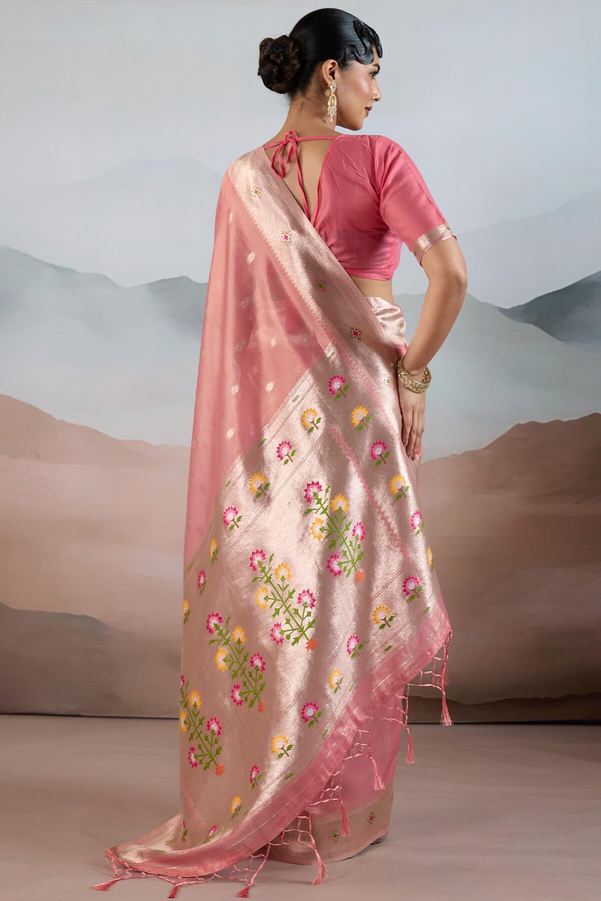 Surpassing Pink Paithani Pure Tissue Silk Saree With Ravishing Blouse Piece