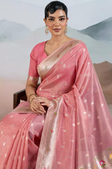 Surpassing Pink Paithani Pure Tissue Silk Saree With Ravishing Blouse Piece