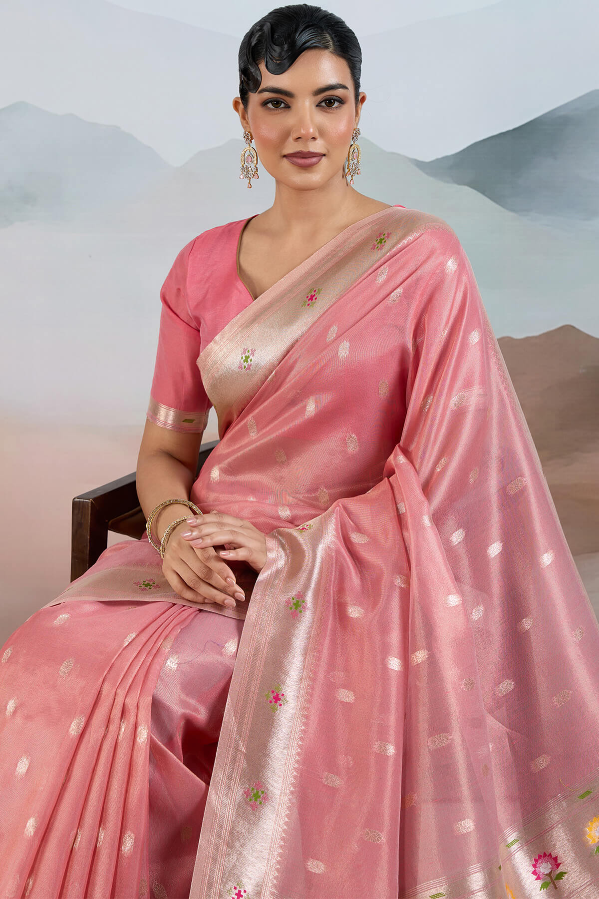 Surpassing Pink Paithani Pure Tissue Silk Saree With Ravishing Blouse Piece
