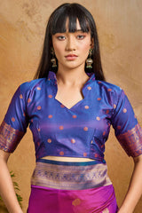 Radiant Purple Soft Banarasi Silk Saree With Lovely Blouse Piece