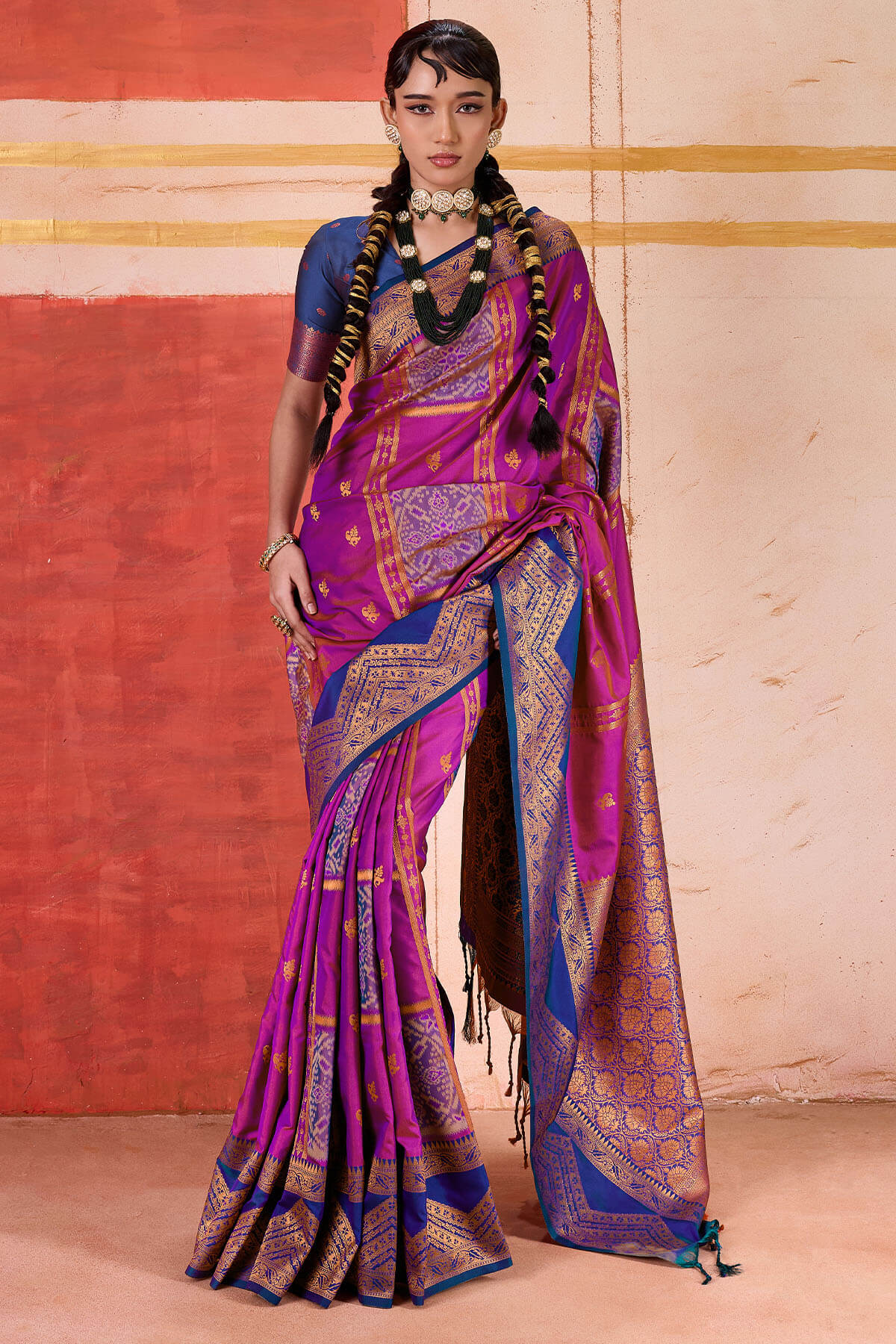 Capricious Wine Pure Zari Weaving Banarasi Silk Saree With Stylish Blouse Piece