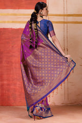 Capricious Wine Pure Zari Weaving Banarasi Silk Saree With Stylish Blouse Piece