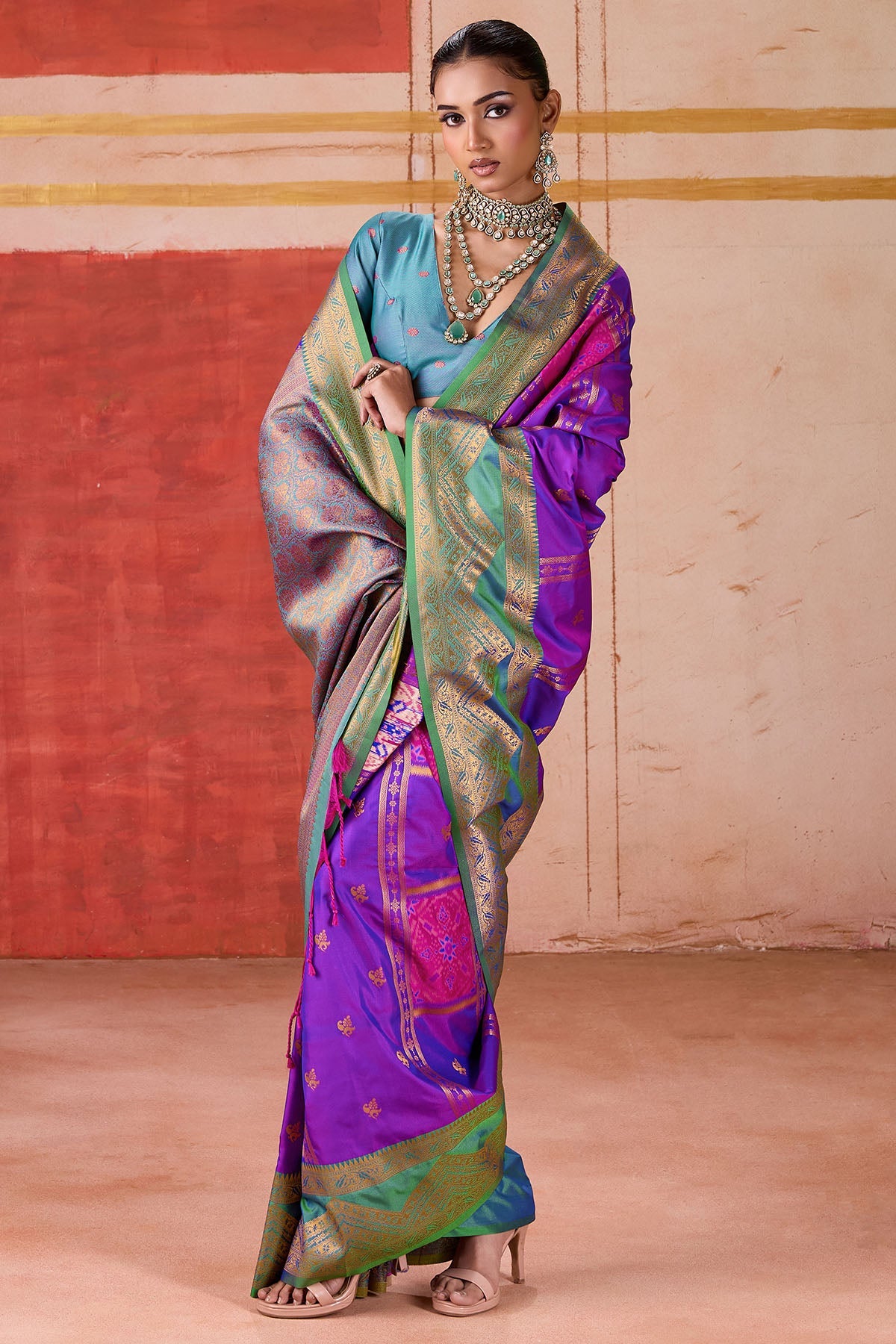 Appealing Purple Pure Zari Weaving Banarasi Silk Saree With Lagniappe Blouse Piece