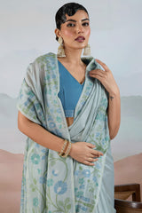 Adorable Sky Soft Banarasi Tissue Silk Saree With Amiable Blouse Piece