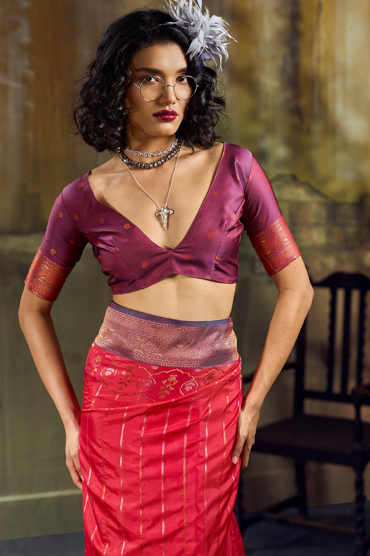 Fairytale Dark Pink Pure Zari Weaving Banarasi Silk Saree With Fantabulous Blouse Piece