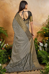 Fairytale Black Viscose Cotton Patola Silk Saree With Deserving Blouse Piece
