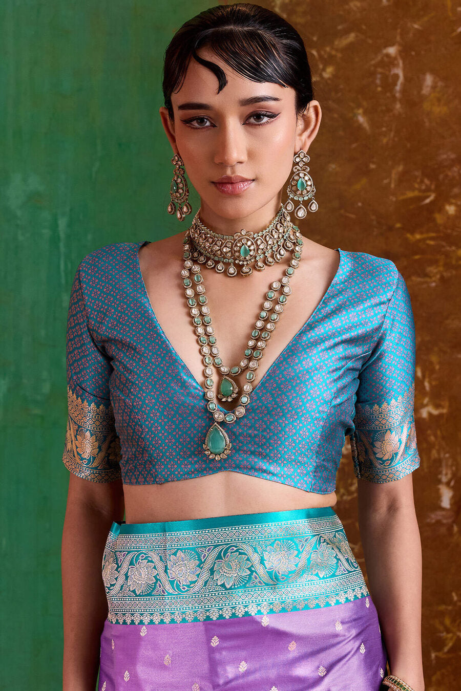 Elision Lavender Banarasi Satin Silk Saree With Smashing Blouse