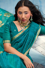 Glorious Rama Pure Munga Cotton Silk Saree With Vibrant Blouse Piece