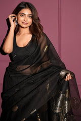 Aparna Mishra In Black Cotton Silk Saree