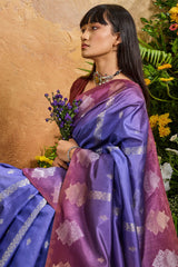 Aplomb Lavender Banarasi Paper Silk Saree With Opulent Blouse Piece