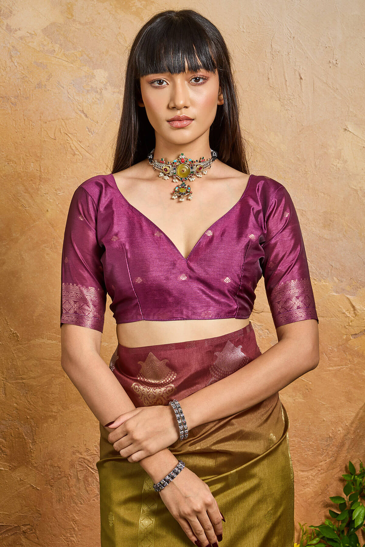Enchanting Mustard Banarasi Paper Silk Saree With Vivacious Blouse Piece