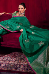 Nebula Dark Green Banarasi Satin Silk Saree With Classy Blouse