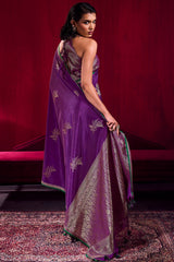 Fantabulous Purple Banarasi Satin Silk Saree With Lissome Blouse