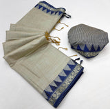 Classic Grey Cotton Silk Saree With Arresting Blouse Piece