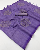 Embrocation Lavender Printed Cotton Silk Saree With Seraglio Blouse Piece