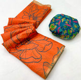 Sumptuous Orange Printed Cotton Silk Saree With Scintillating Blouse Piece