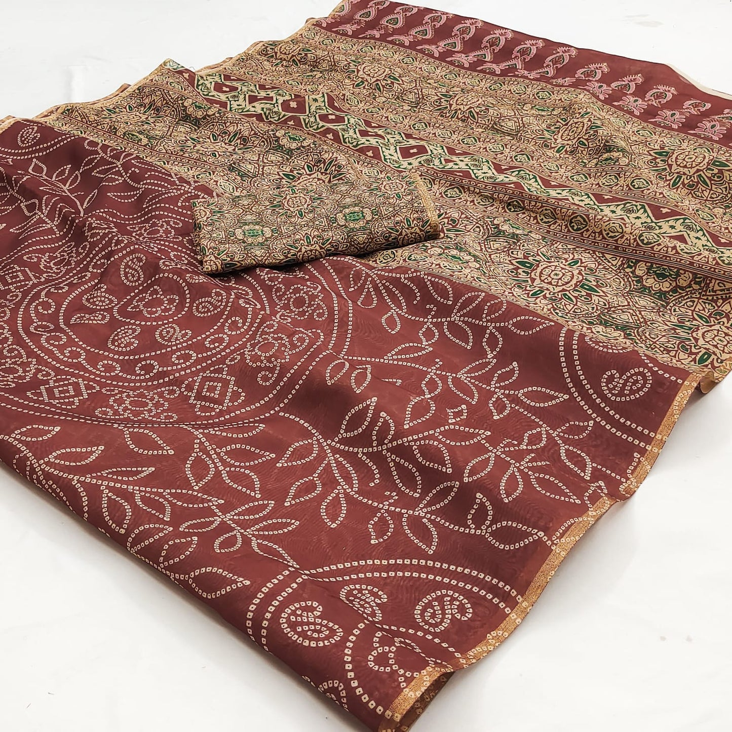 Phenomenal Brown Printed Cotton Silk Saree With Aplomb Blouse Piece