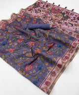 Ornate Lavender Printed Cotton Silk Saree With Supernal Blouse Piece