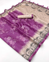 Petrichor Purple Printed Tussar Silk Saree With Sempiternal Blouse Piece