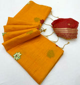 Adoring Mustard Pure Munga Cotton Silk Saree With Murmurous Blouse Piece