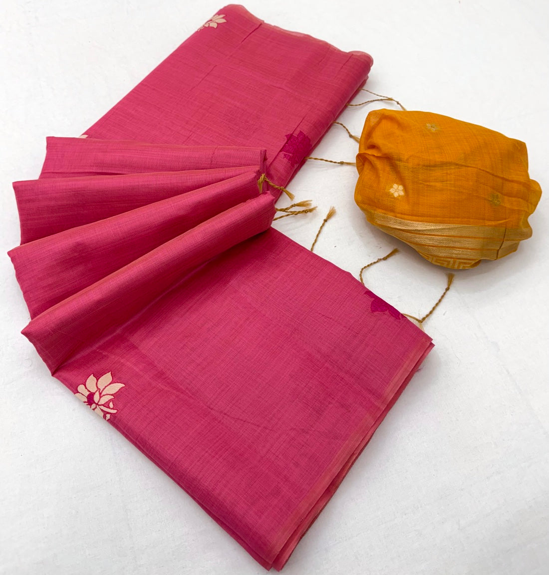 Scrupulous Dark Pink Pure Munga Cotton Silk Saree With Rhapsody Blouse Piece