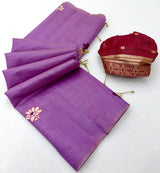 Appealing Lavender Pure Munga Cotton Silk Saree With Petrichor Blouse Piece