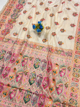 Assemblage Beige Pashmina Silk Saree With Staggering Blouse Piece