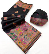 Majesty Black Pashmina Silk Saree With Improbable Blouse Piece