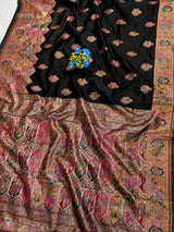 Majesty Black Pashmina Silk Saree With Improbable Blouse Piece