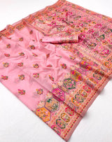 Piquant Pink Pashmina Silk Saree With Panache Blouse Piece