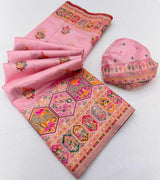 Piquant Pink Pashmina Silk Saree With Panache Blouse Piece