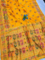 Ethnic Yellow Pashmina Silk Saree With Resonant Blouse Piece