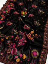 Sensational Black Pashmina Silk Saree With Evanescent Blouse Piece