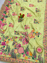 Winsome Pista Pashmina Silk Saree With Amiable Blouse Piece