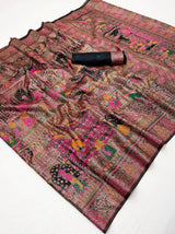 Scrupulous Black Pashmina Silk Saree With Nectarous Blouse Piece