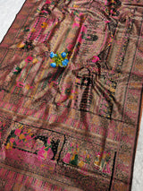 Scrupulous Black Pashmina Silk Saree With Nectarous Blouse Piece