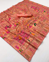 Enamoring Peach Pashmina Silk Saree With Entrancing Blouse Piece
