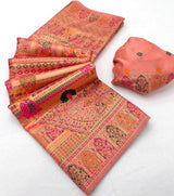 Enamoring Peach Pashmina Silk Saree With Entrancing Blouse Piece