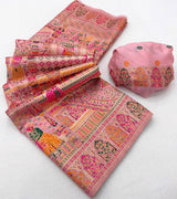 Magnificat Pink Pashmina Silk Saree With Epiphany Blouse Piece
