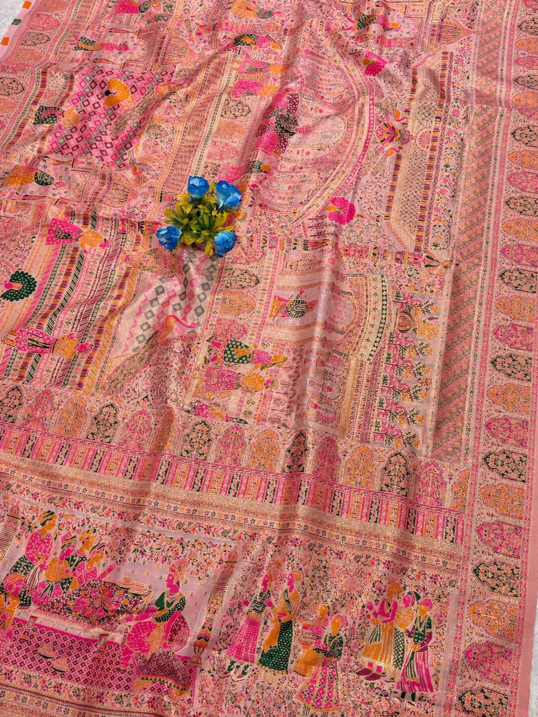 Magnificat Pink Pashmina Silk Saree With Epiphany Blouse Piece