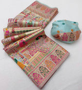 Scrumptious Sky Pashmina Silk Saree With Felicitous Blouse Piece
