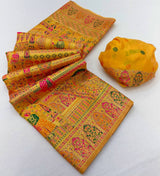 Demesne Yellow Pashmina Silk Saree With Beauteous Blouse Piece