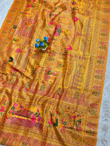 Demesne Yellow Pashmina Silk Saree With Beauteous Blouse Piece